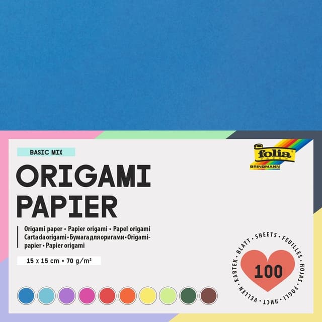 Origami papier Folia 70gr 15x15cm 100 vel assorti kleuren