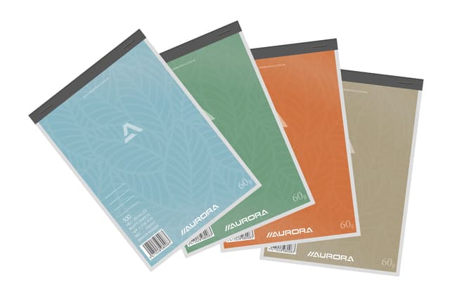 Schrijfblok Aurora A5 lijn 100 vel 60gr assorti