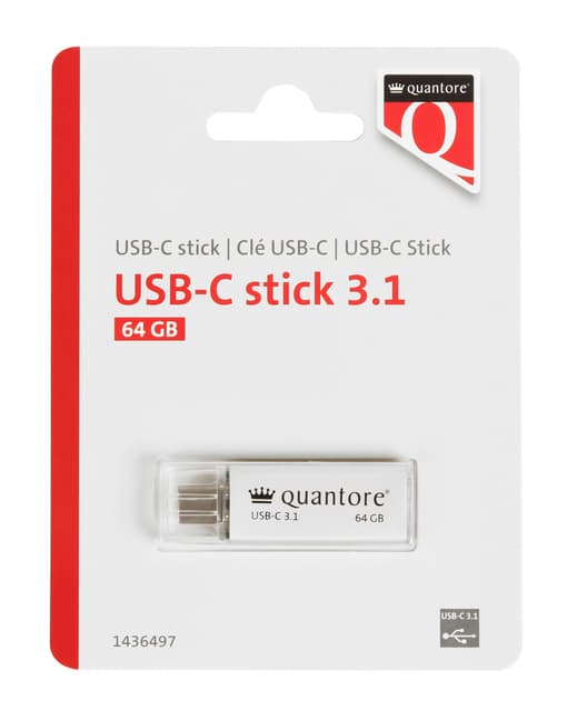 USB stick 3.1 Quantore USB-C 64GB zilver