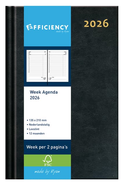 Agenda 2025 Ryam Efficiency Baladek 7dagen/2pagina's zwart
