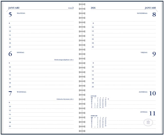 Agendavulling 2027 Ryam Memoplan 7 7dagen/2pagina's wit